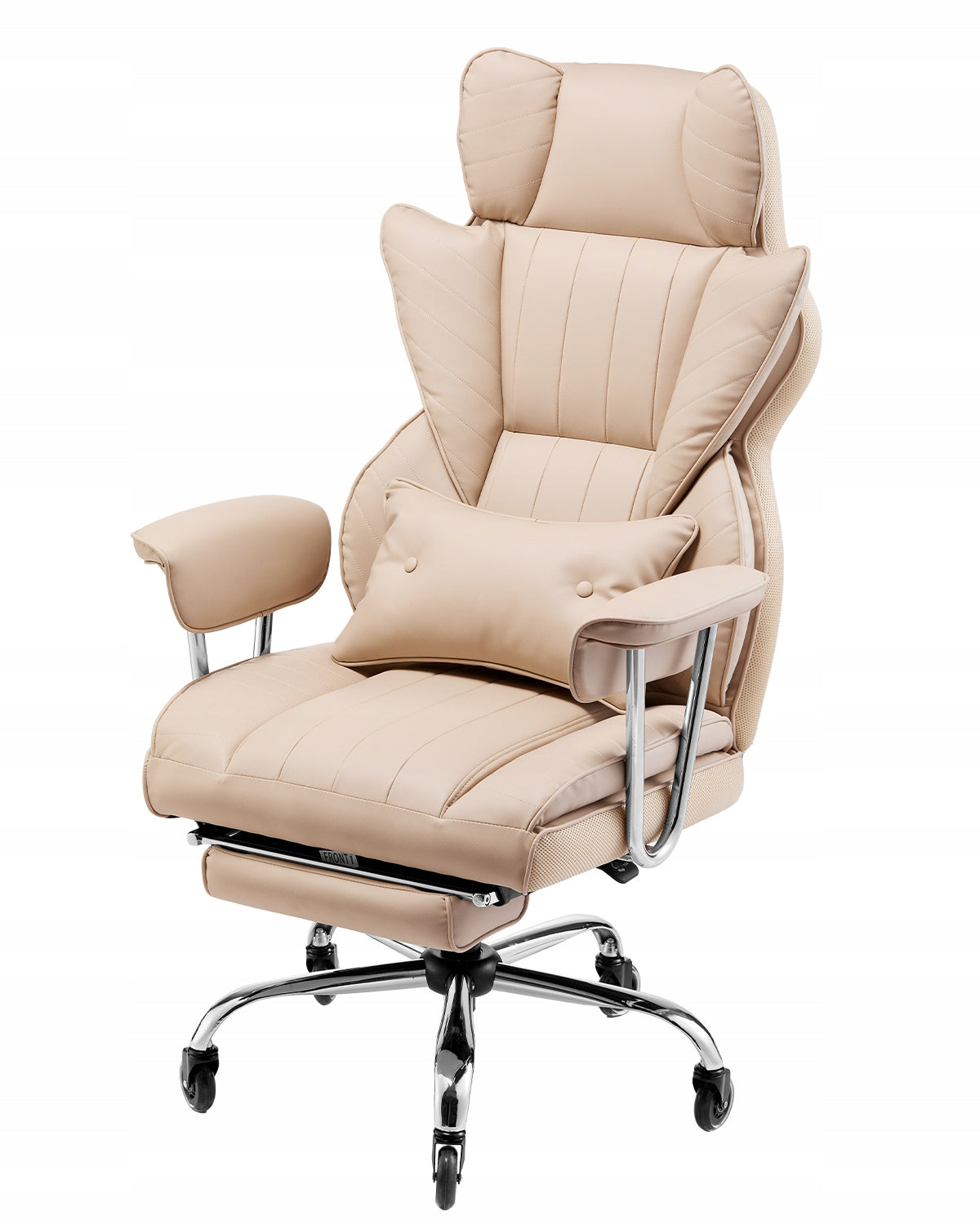 Executive Office Chair High Back Chair Footrest & Removable Armrests Brown