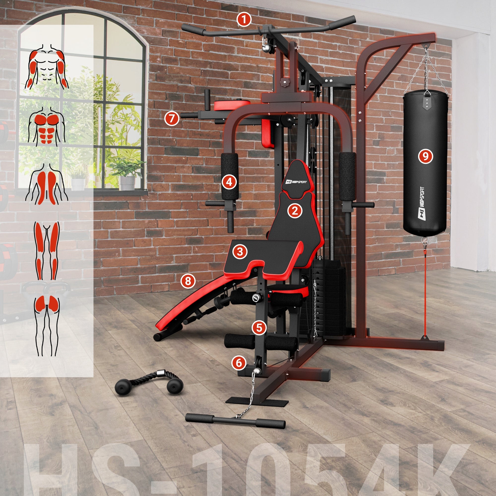 Exercise Atlas 3 Position Training Bench Handrails Training Bag Model 1054K