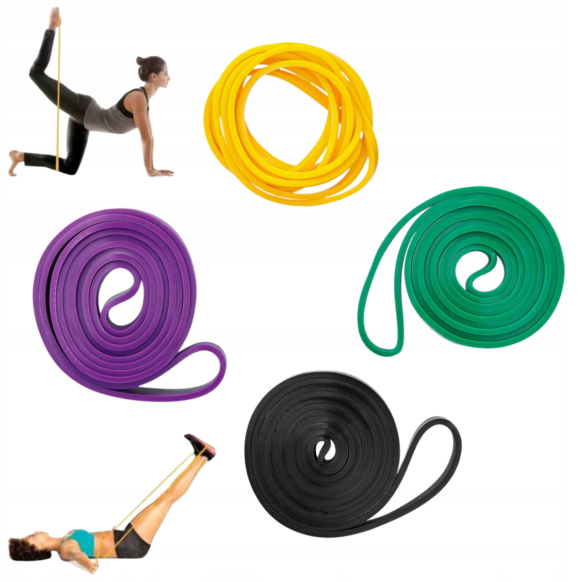Exercise Bands Resistance Rubber Fitness Training Set x4 Stretching