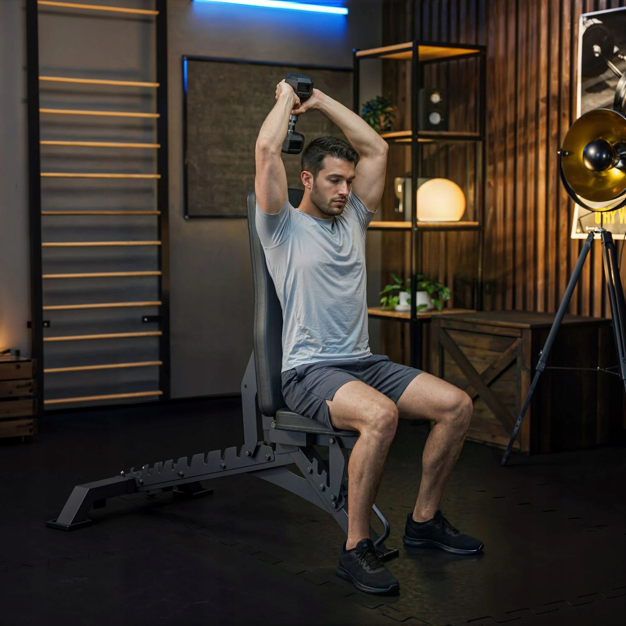 Exercise Bench Double Sided Adjustable Under Barbell Trex Sport For for biceps muscle for crunches for back for chest muscles for leg muscles for triceps muscle multifunctional