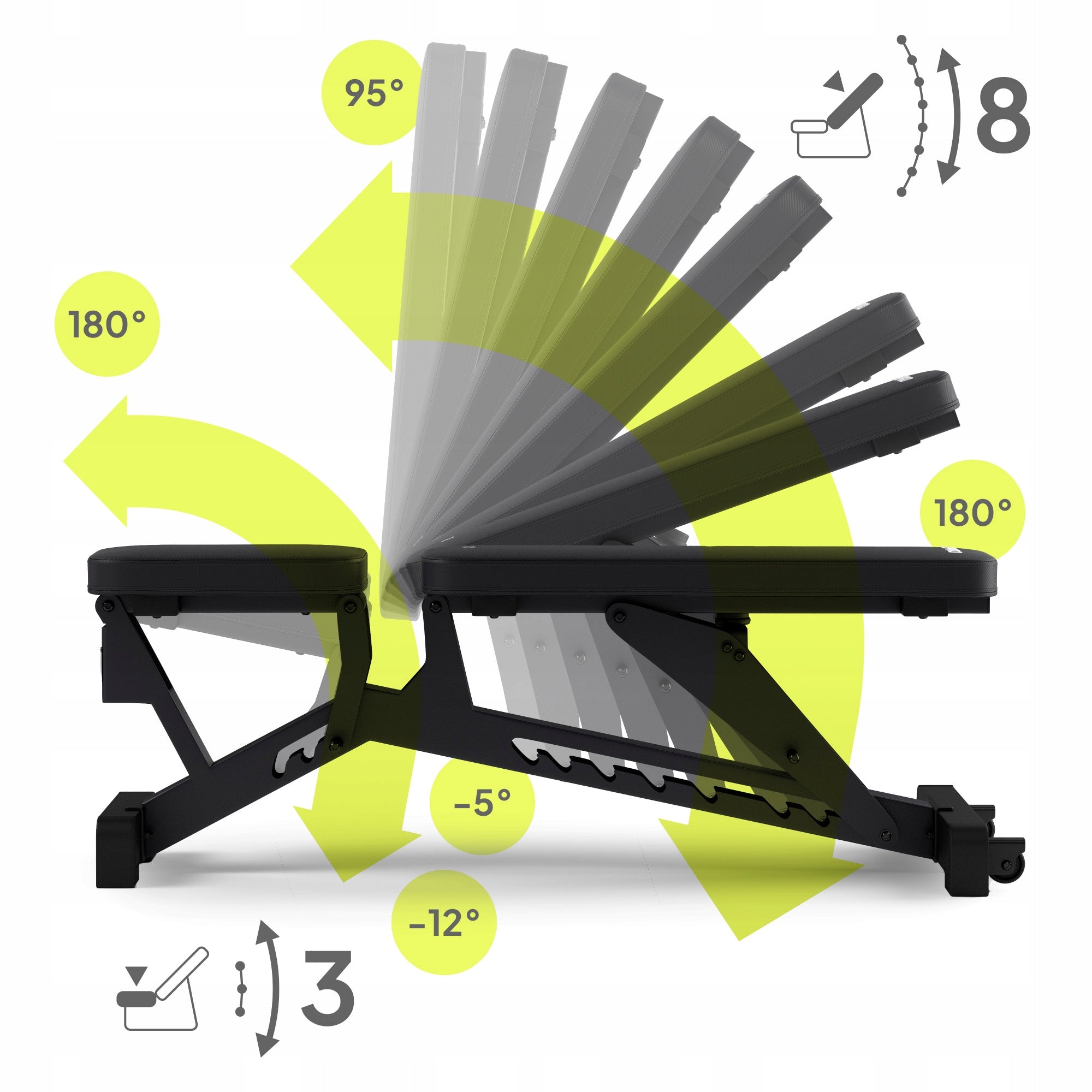 Exercise Bench Training Adjustable Folding Straight Slanted Zipro For for biceps muscle for crunches for back for chest muscles for leg muscles for triceps muscle for barbell multifunctional