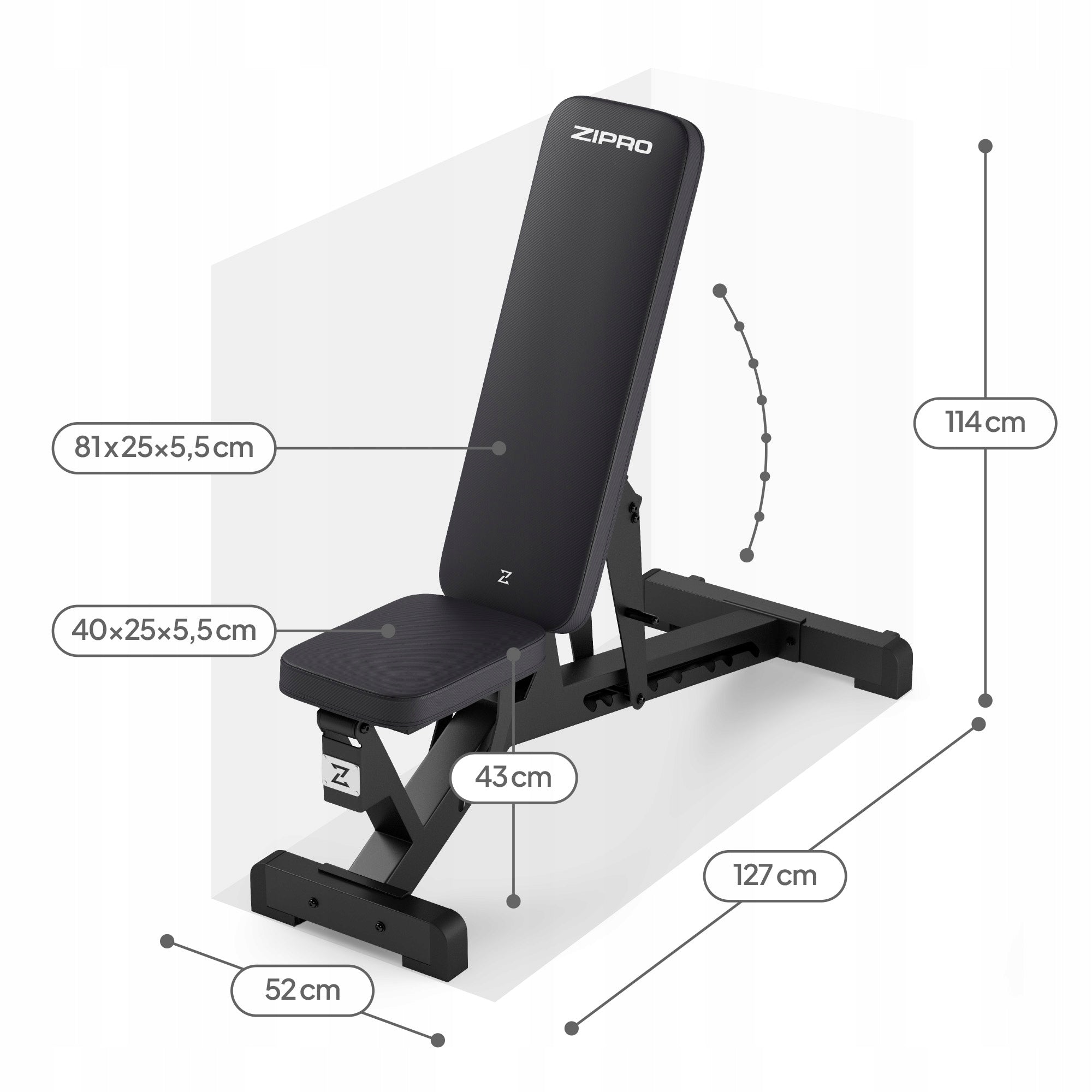 Exercise Bench Training Adjustable Folding Straight Slanted Zipro Manufacturer code 13181924