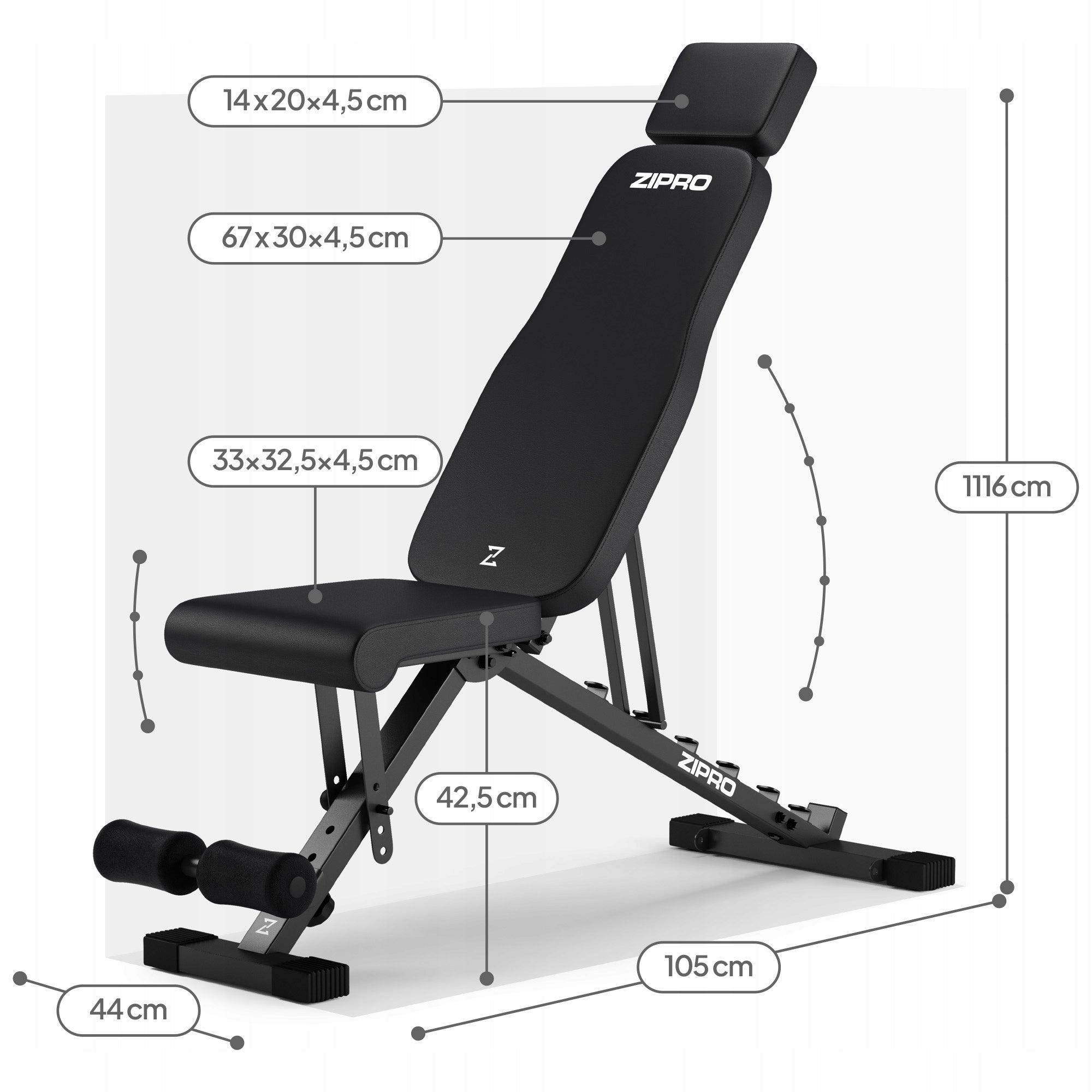 Exercise Bench Training Bench Adjustable Folding Zipro Grind Model Grind