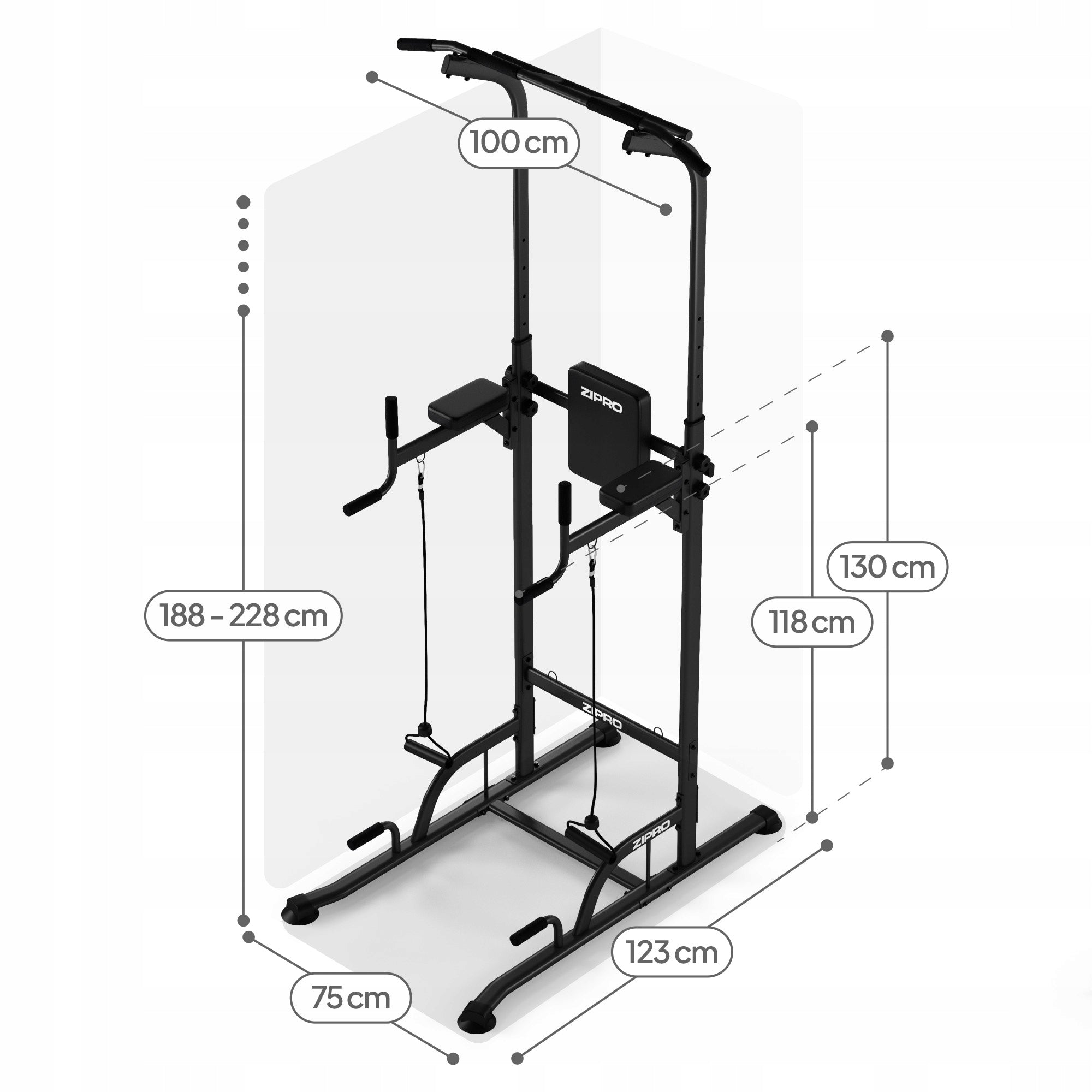 Exercise Handrails Dip Pull-Up Bar Adjustable Multifunctional Zipro Kind bars