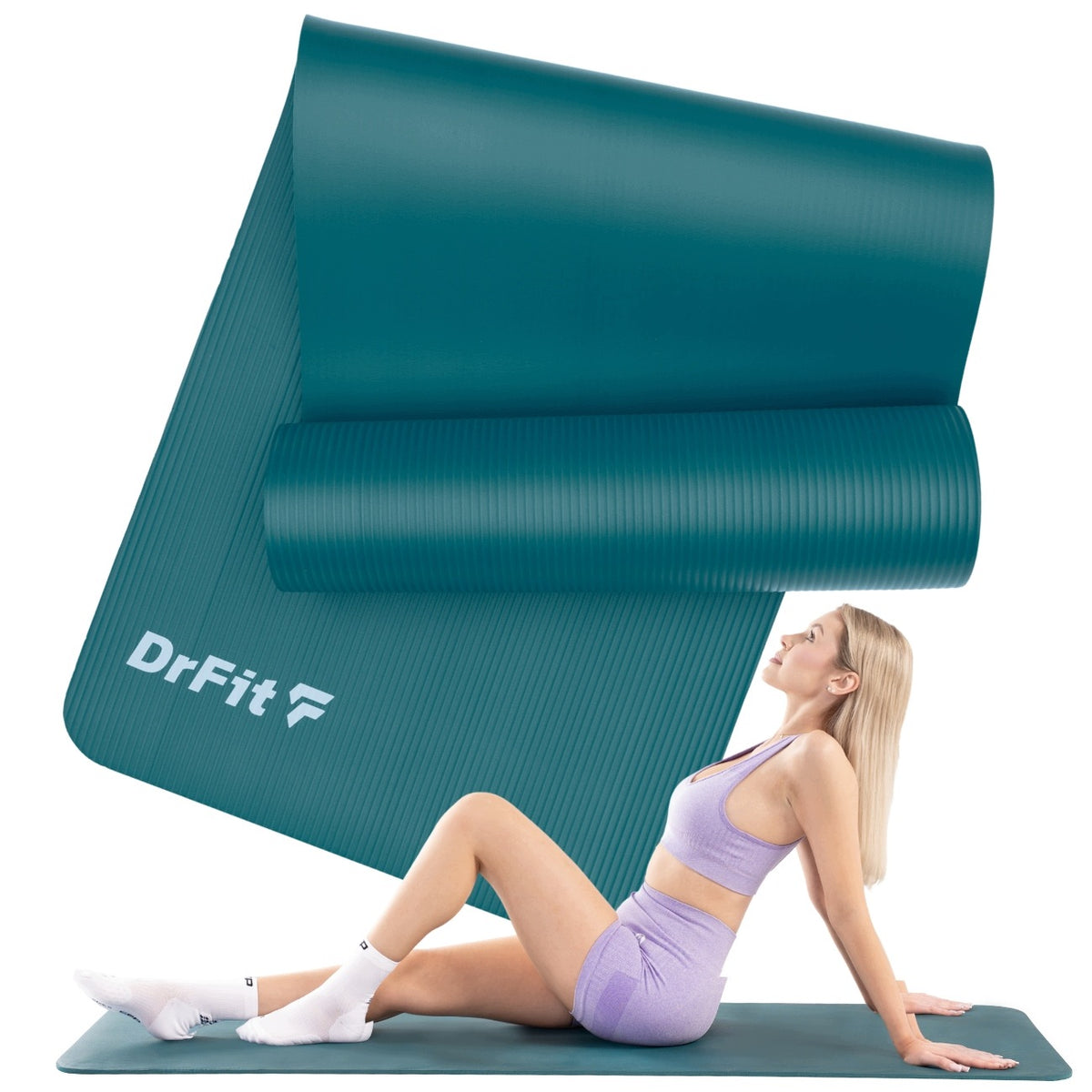 Exercise Mat Fitness Yoga Thick 1cm Strong Comfortable Non-Slip Green