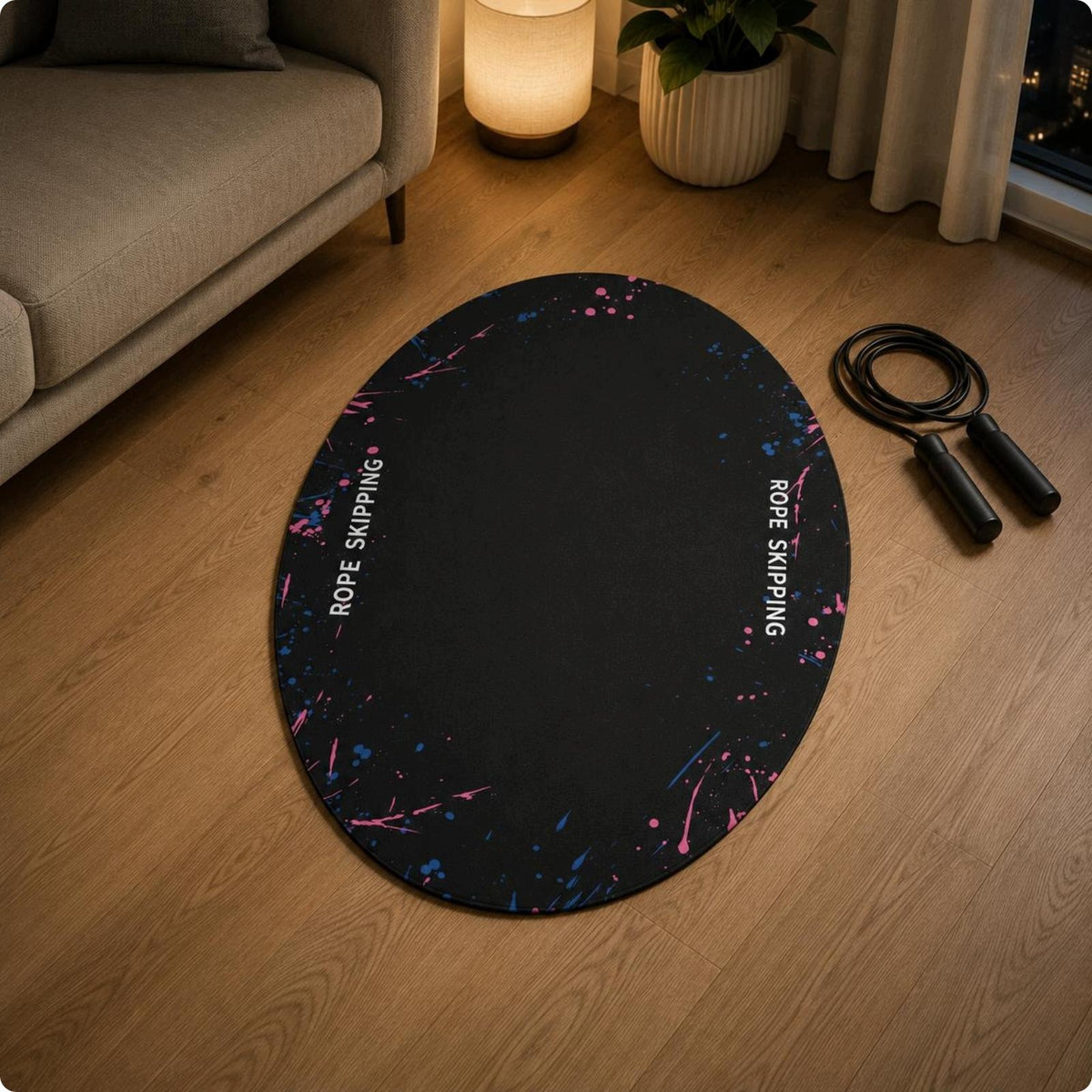 Exercise Mat Oval Non Slip Workout Pad Skipping Rope Tyd Iridescent B