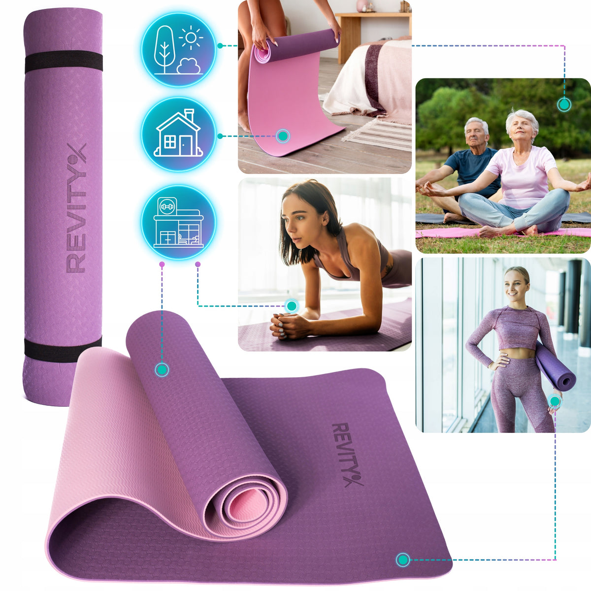 Exercise Mat THICK NON-SLIP DURABLE FOAM TPE COMFORTABLE Fitness Packaging status original