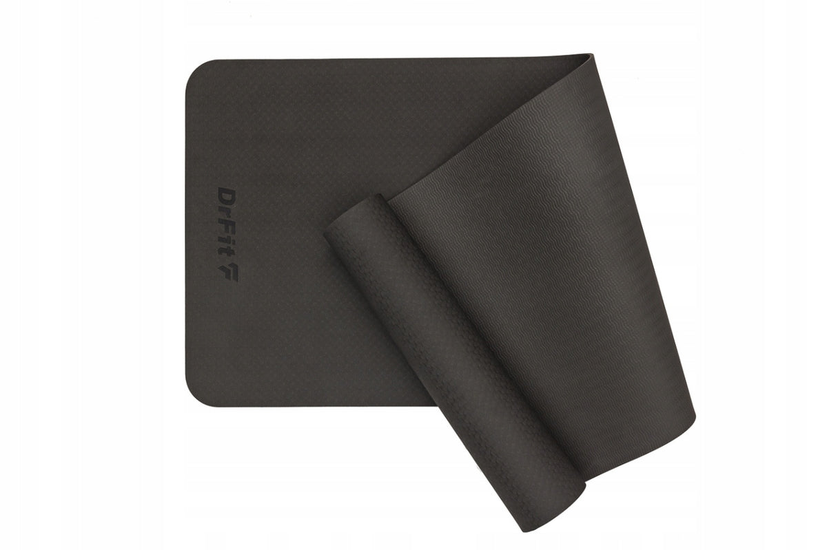 Exercise Mat TPE Yoga Fitness Pilates Solid Non-Slip + FREEBIE Color gray
