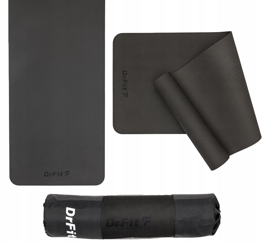 Exercise Mat TPE Yoga Fitness Pilates Solid Non-Slip + FREEBIE
