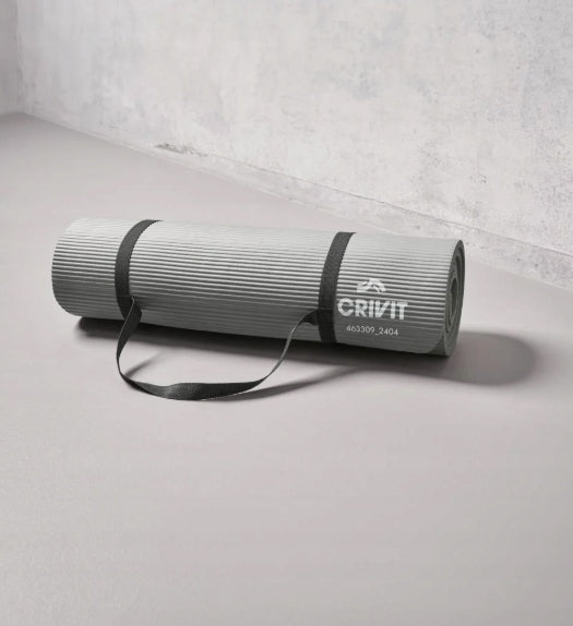 Exercise Mat with Carrying Strap CRIVIT FOR FITNESS EXERCISE GREY Packaging status original