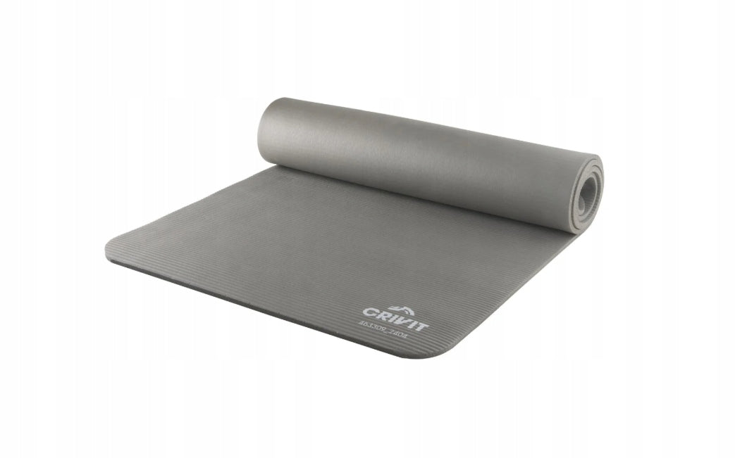 Exercise Mat with Carrying Strap CRIVIT FOR FITNESS EXERCISE GREY