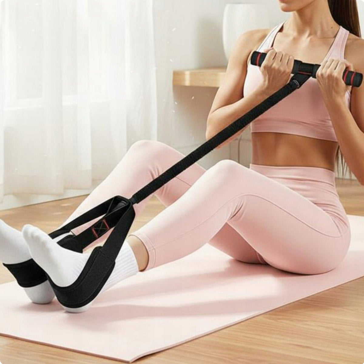 Exercise Pedal Puller with Thickened Elastic Resistance Band Black 55lbs