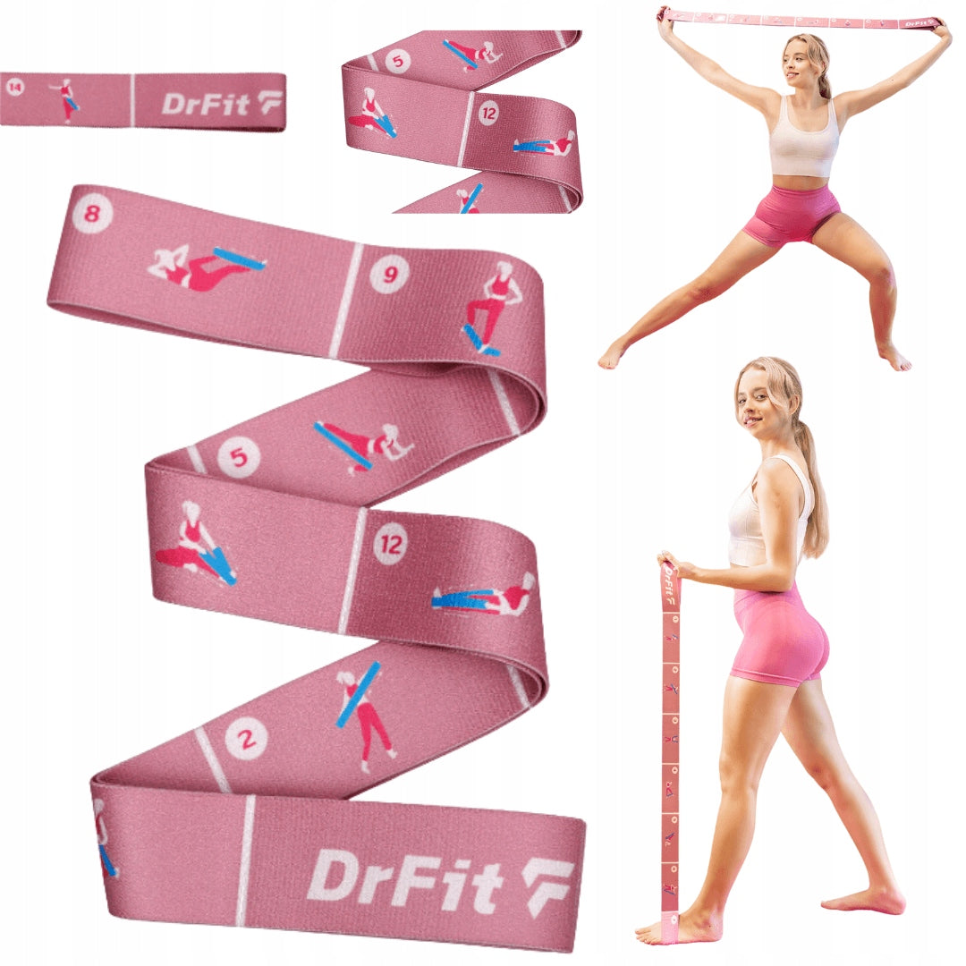 Exercise Rubber Resistance Bands Resistance Tape with Yoga Illustrations DrFit