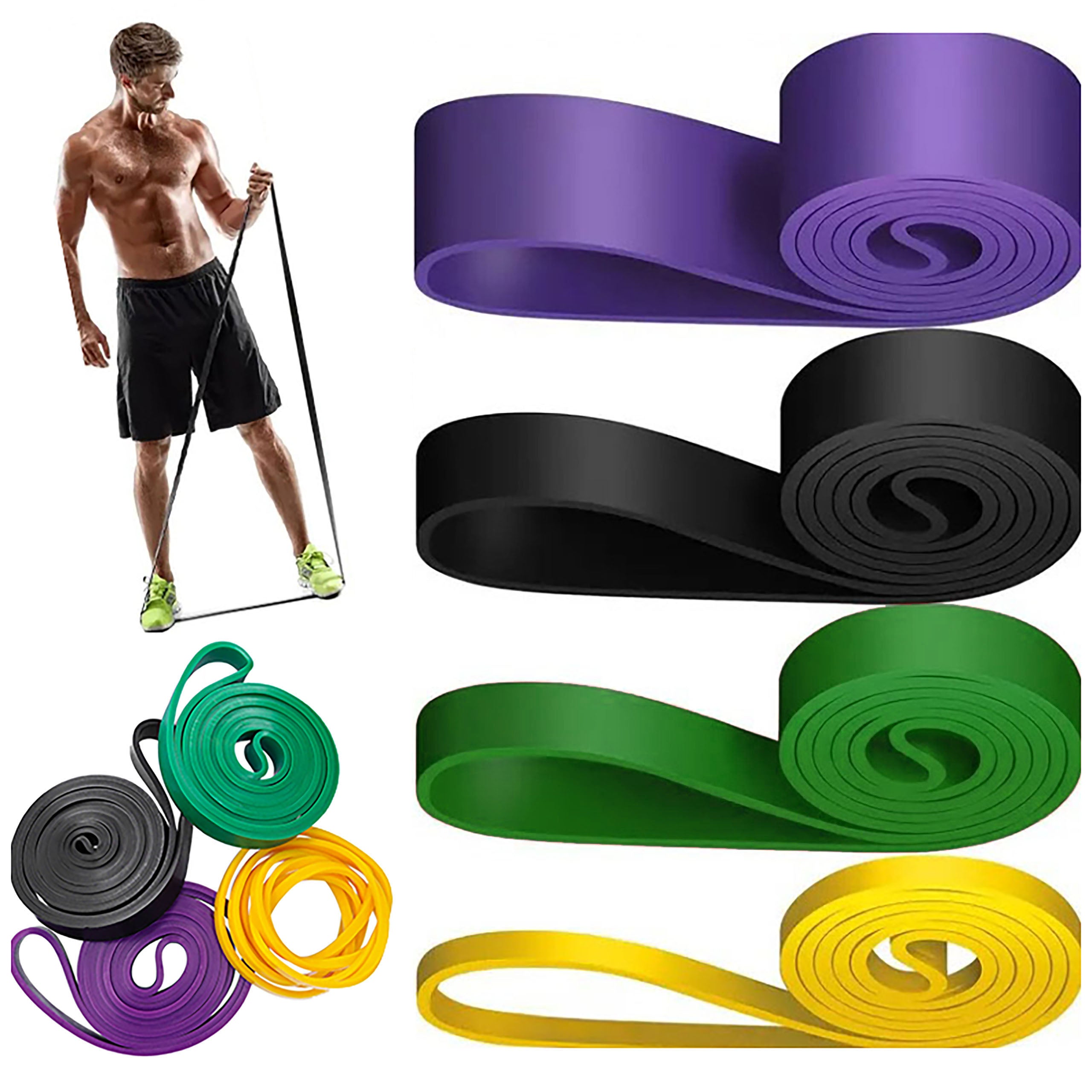 Exercise Rubber Resistance Bands for Fitness Training Stretching Band x4