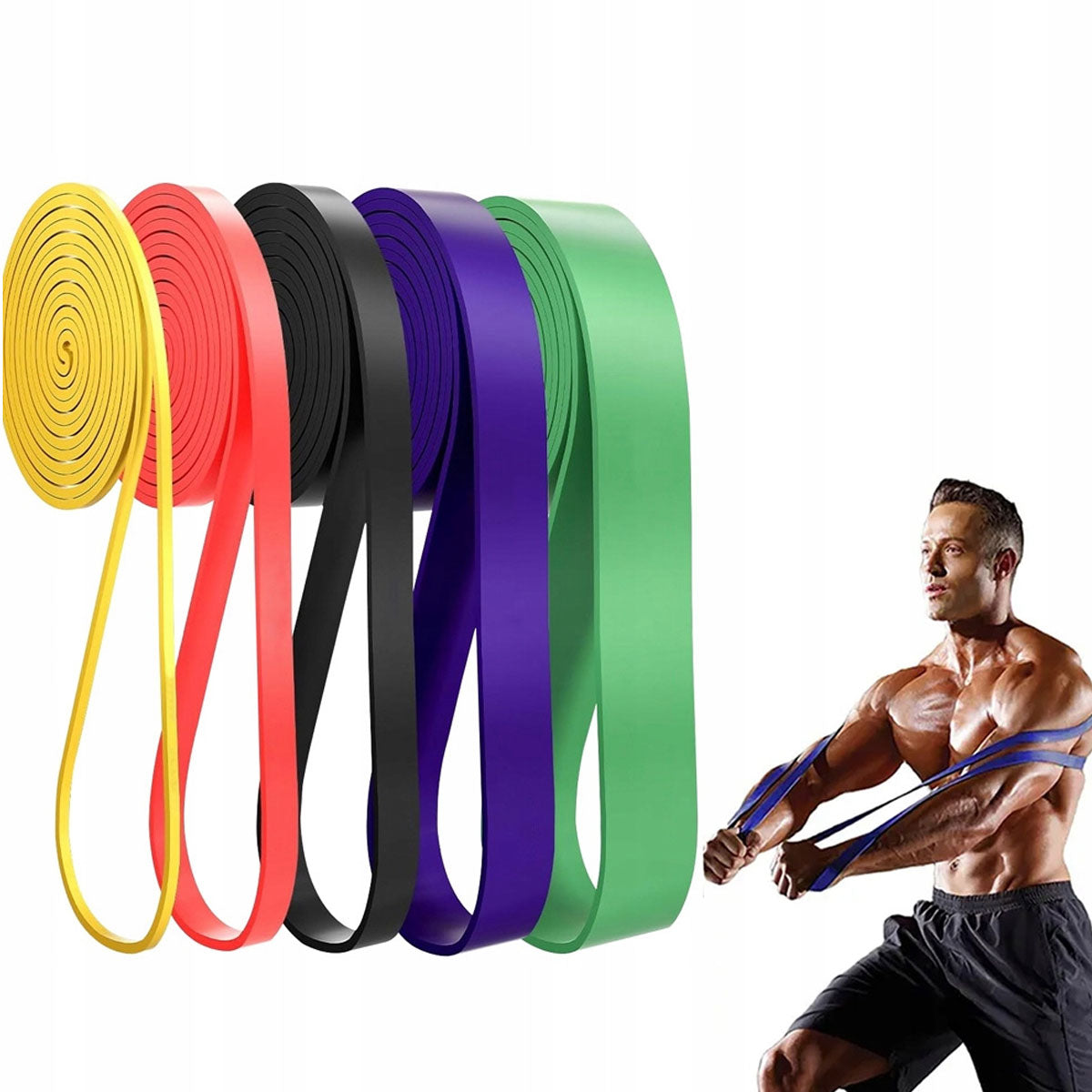 Exercise Rubber Resistance Fitness Set Rubber Band 5 Thick Bands 4,5mm