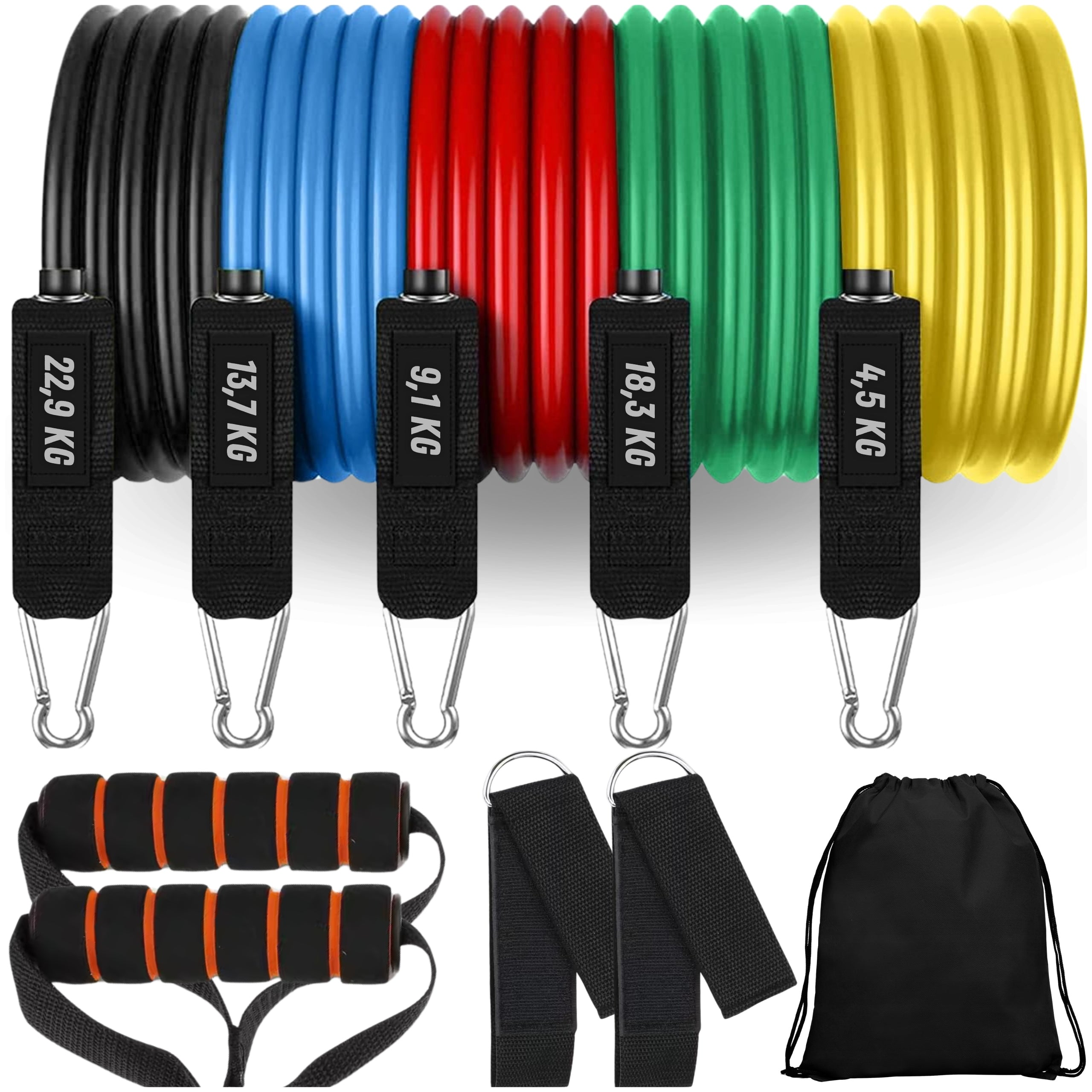 Exercise Rubbers Set of 5 Resistance Rubbers Resistance Fitness Training Handles Color multicolor