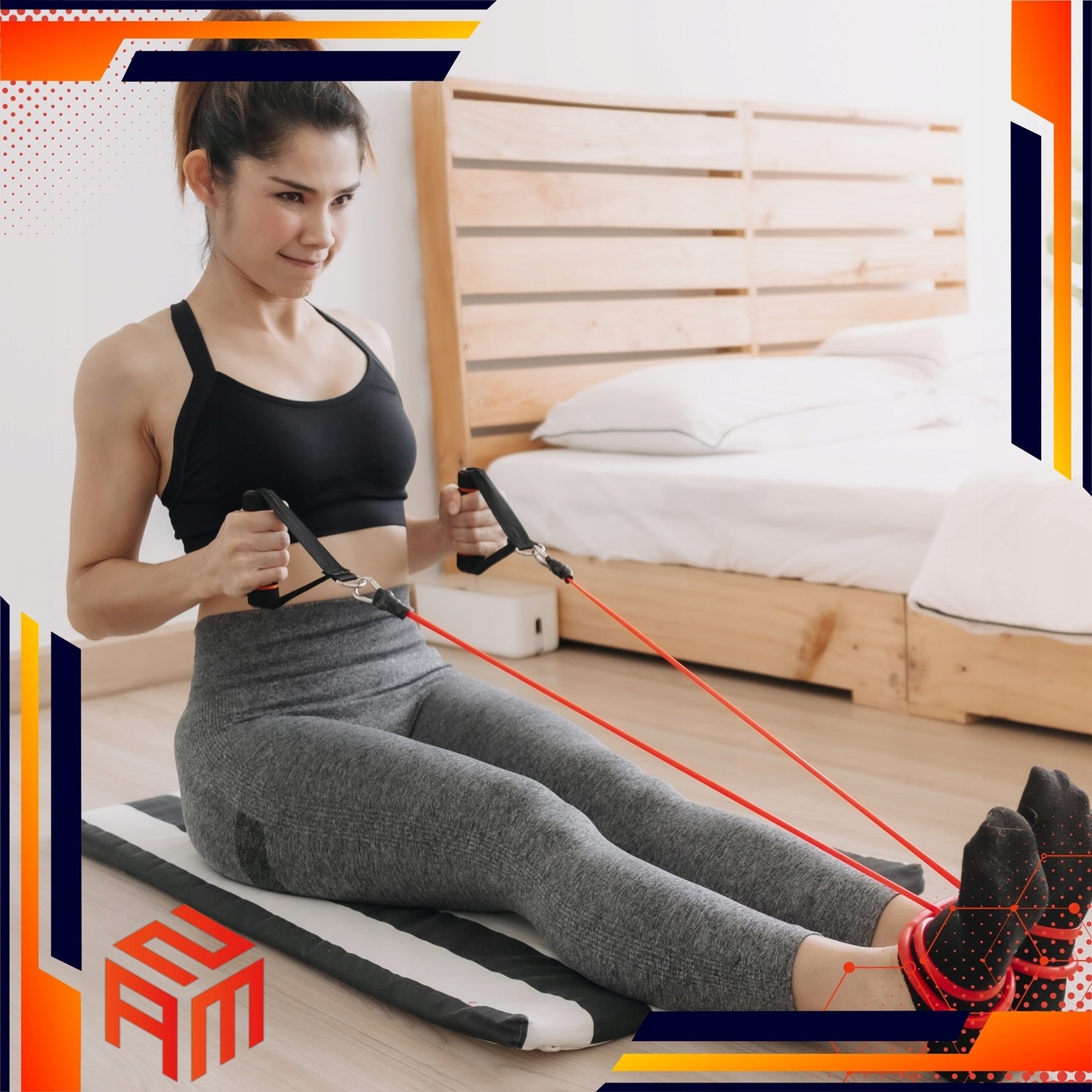 Exercise Rubbers Set of 5 Resistance Rubbers Resistance Fitness Training Handles Length 120 cm