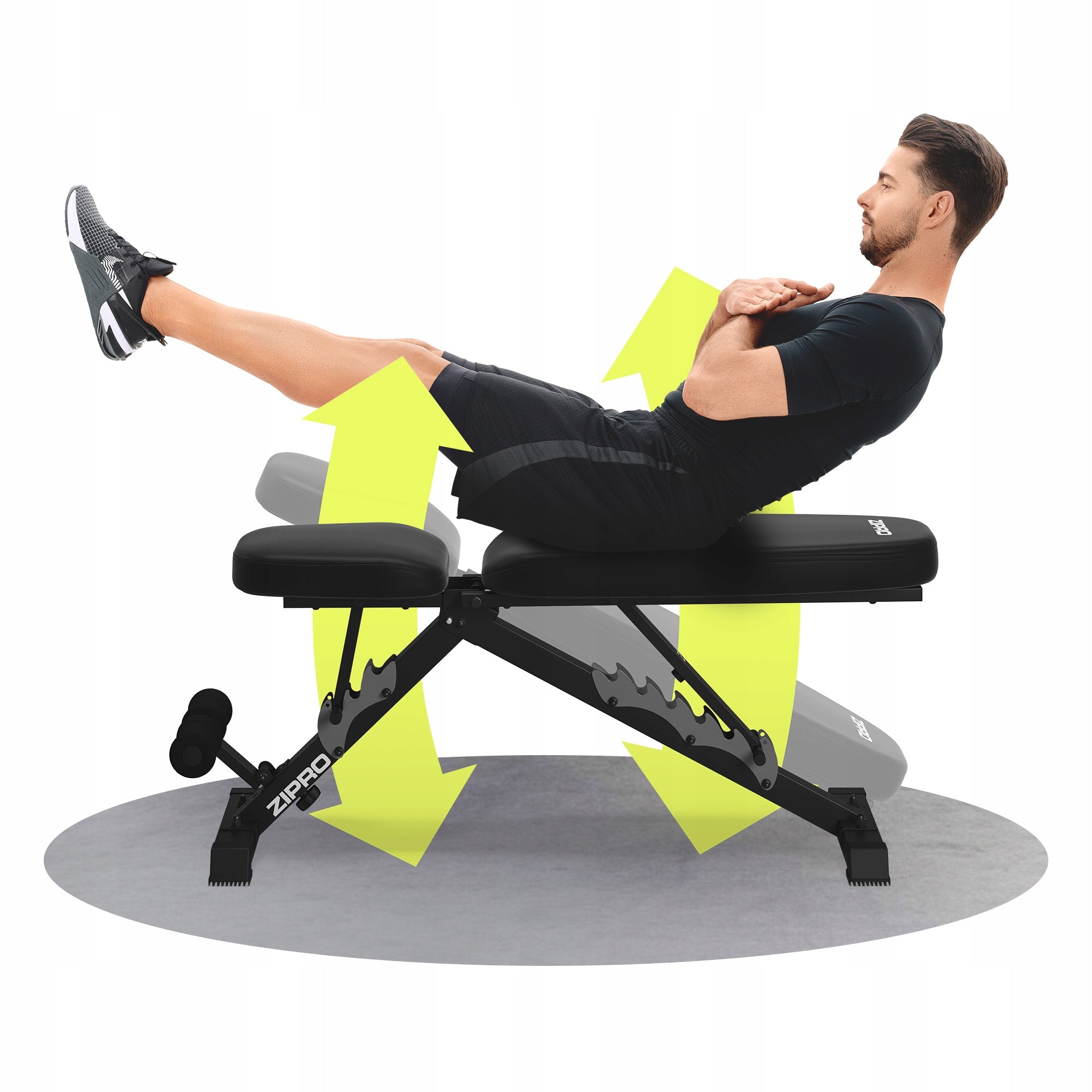 Exercise Training Bench Straight Adjustable Bench Foldable Zipro For for biceps muscle for crunches for back for chest muscles for leg muscles for triceps muscle for barbell multifunctional