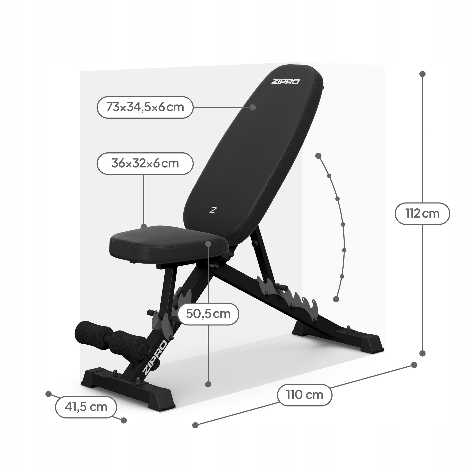 Exercise Training Bench Straight Adjustable Bench Foldable Zipro Manufacturer code 11926648