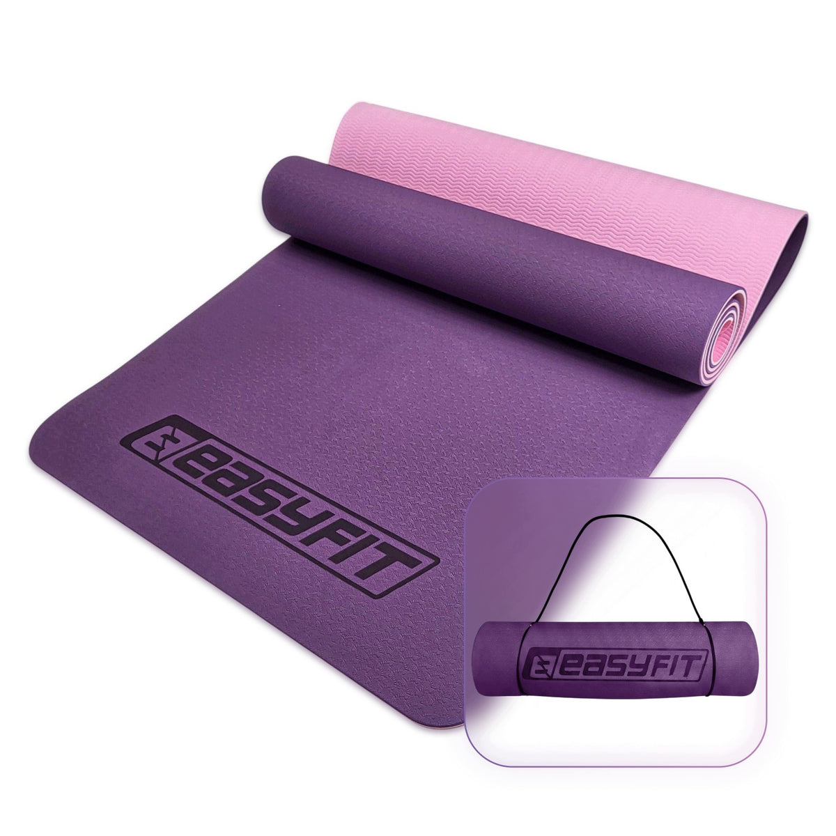 Exercise and yoga mat EasyFit TPE+TC 6 mm purple-pink
