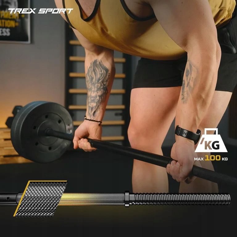 Exercise barbell set bituminous loads griffin 28kg Trex Sport Total length 150 cm