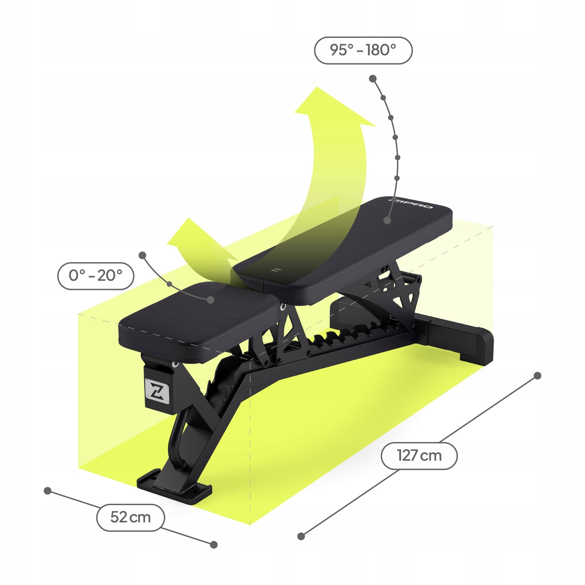 Exercise bench Training Adjustable Foldable Straight Inclined Zipro Model Nocardio