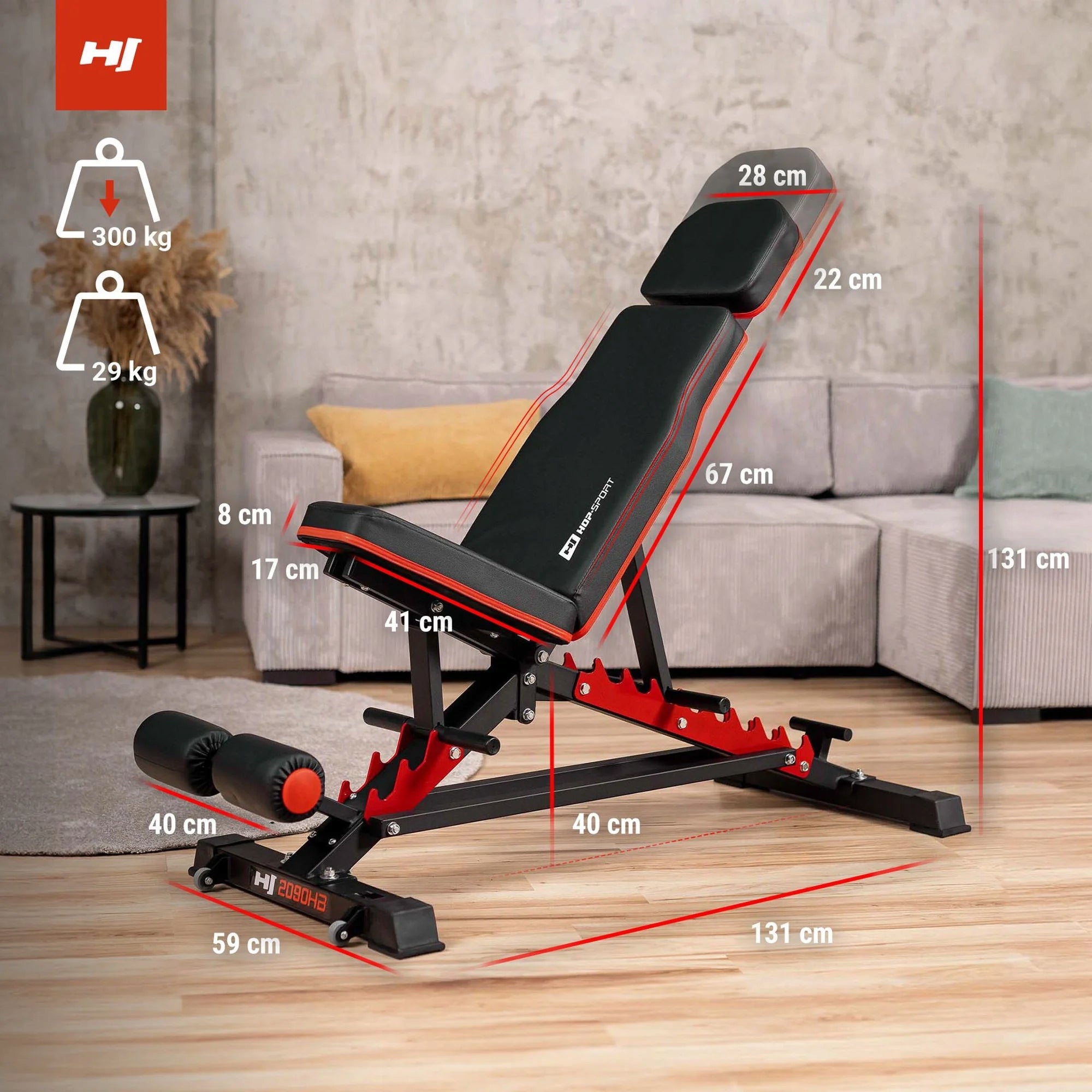 Exercise bench training adjustable multifunctional durable 300kg Model HS-2090HB