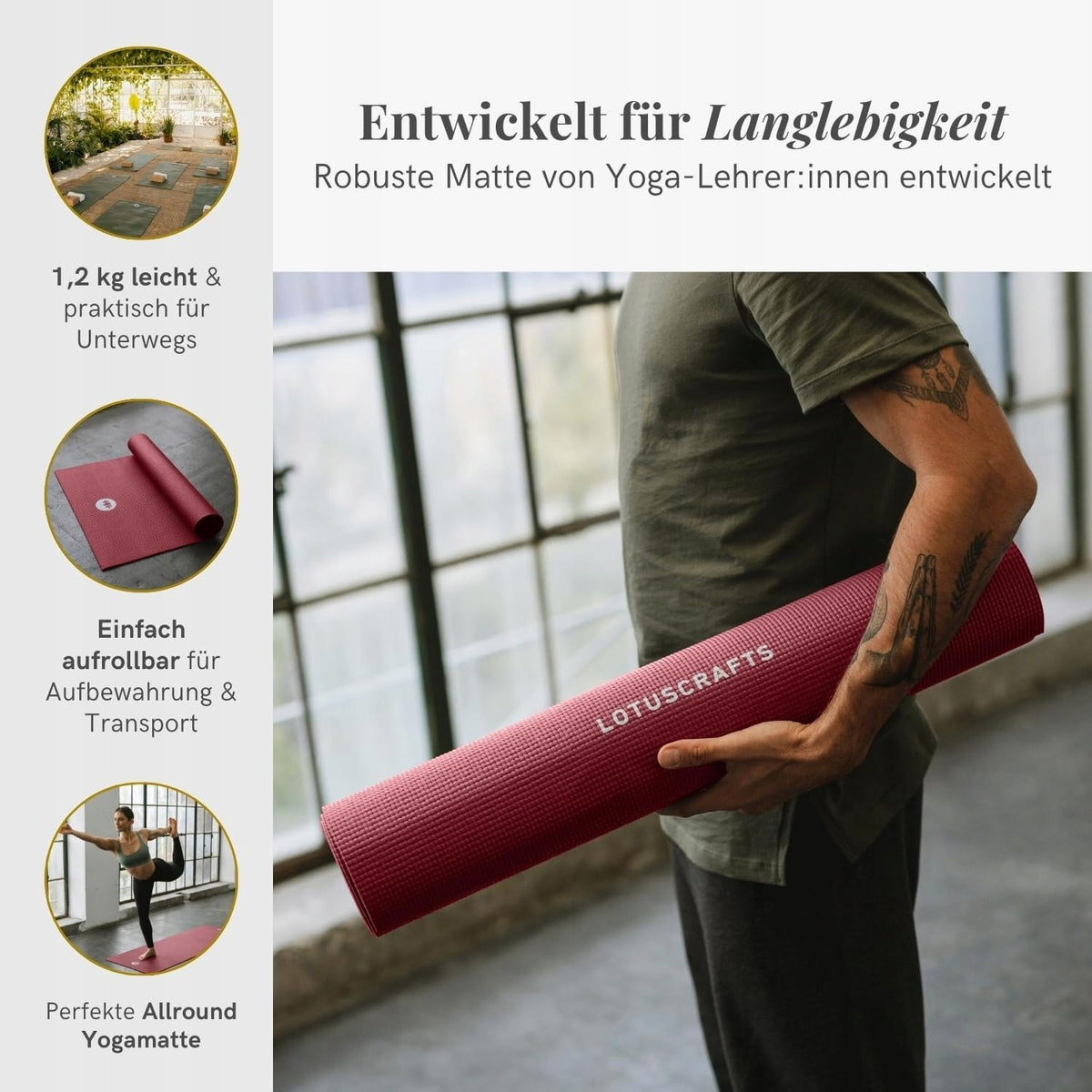 Exercise mat Lotuscrafts 183 cm x 60 cm purple