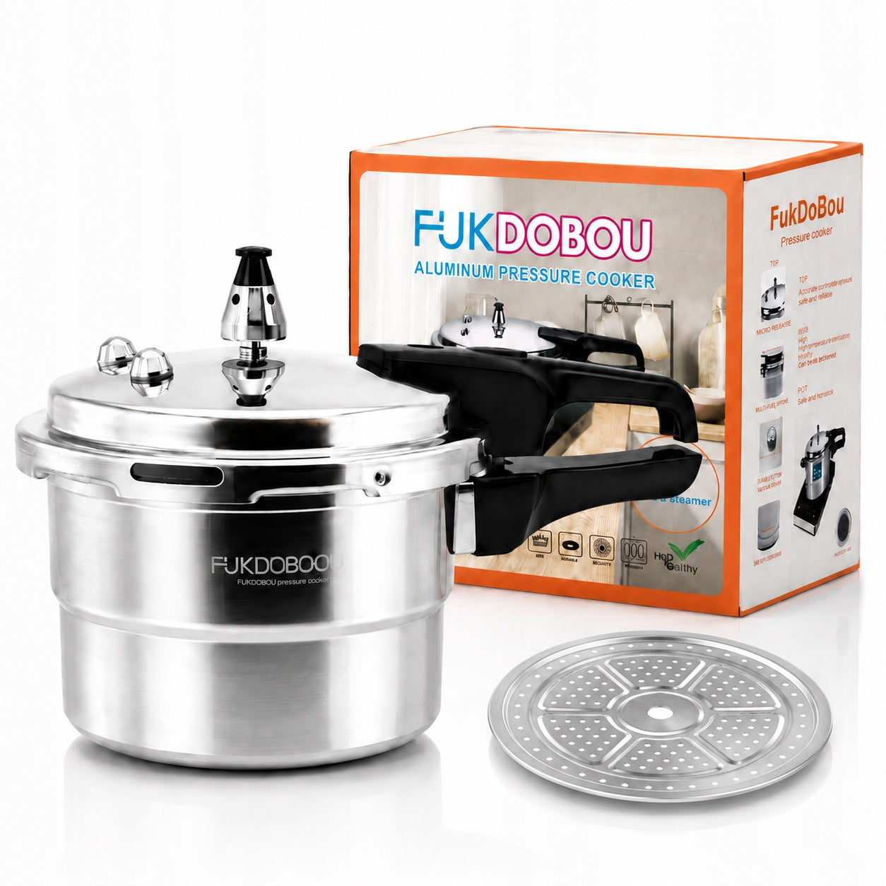 Explosion-proof aluminium pressure cooker with a capacity of 3 l, pressure cooker