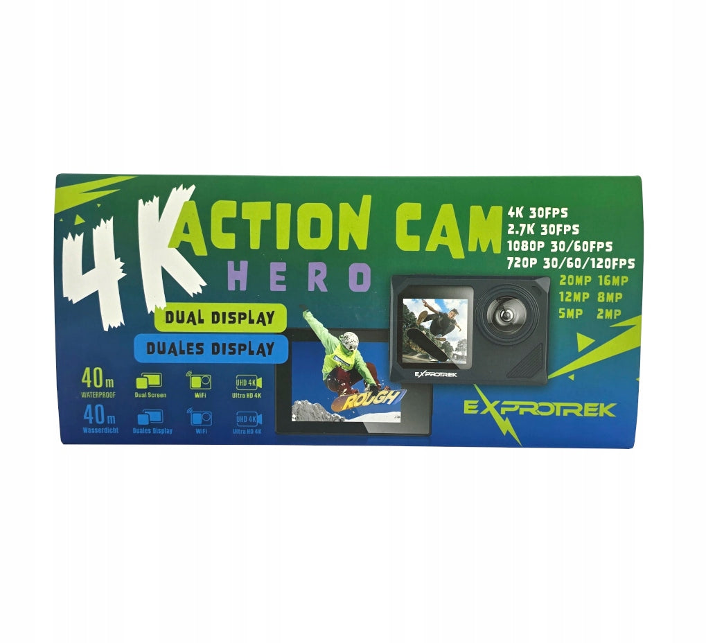 Exprotrek 4K Ultra HD dual screen sports camera