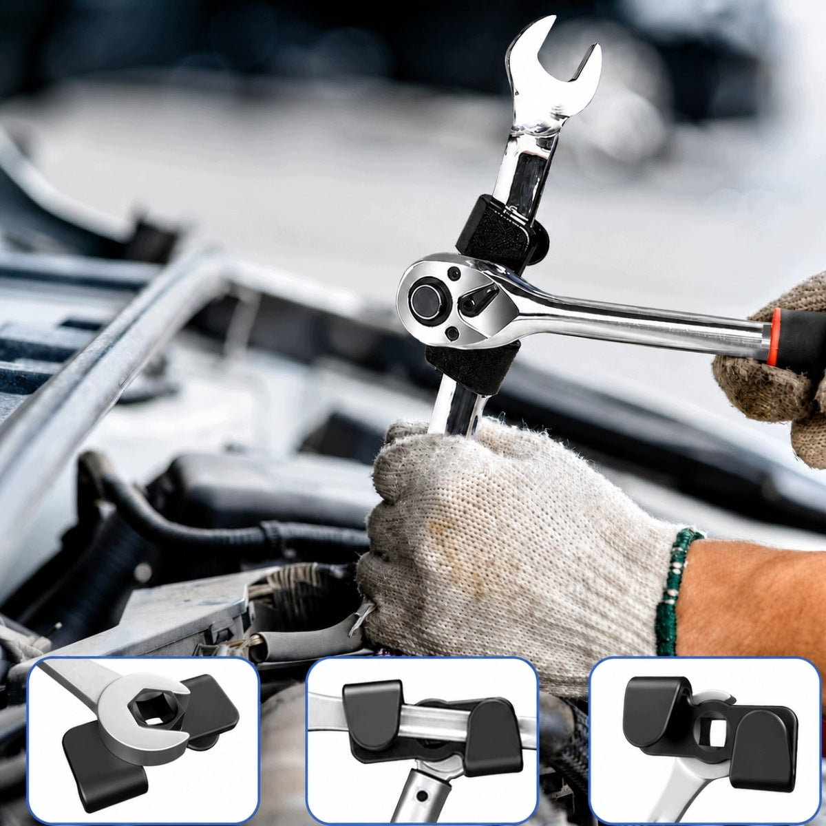 Extension 34 cm bent handle for flat-eye wrench Key type torque