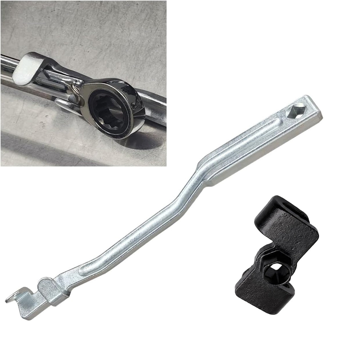 Extension 34 cm bent handle for flat-eye wrench