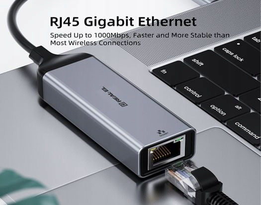 External USB-C/RJ45 1000Mbit/s Network Card REAL-EL CE-150 Metal W-wa Packaging status original