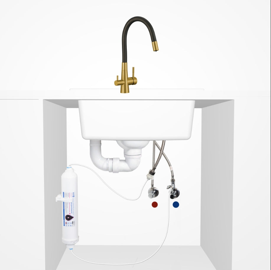 External filter system for drinking water ready set with filter