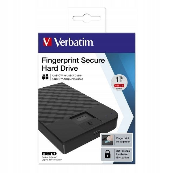 Externí HDD disk Verbatim Fingerprint Secure 1TB Manufacturer Verbatim