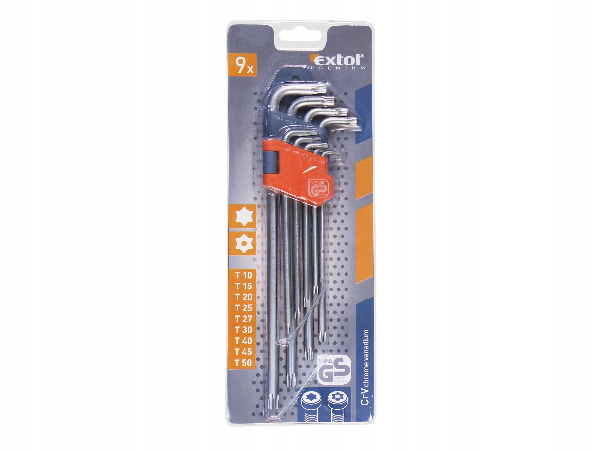 Extol Premium TORX Extended Shank Wrenches, Set of 9 T10-50 Brand Extol Premium