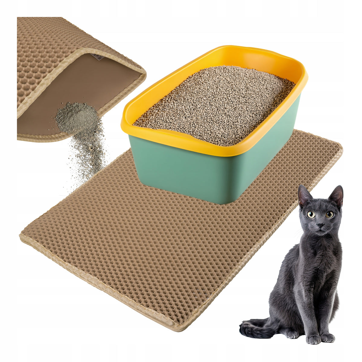 Extra Large Cuvette Mat Double Layer Cat Pad Beige 75x55