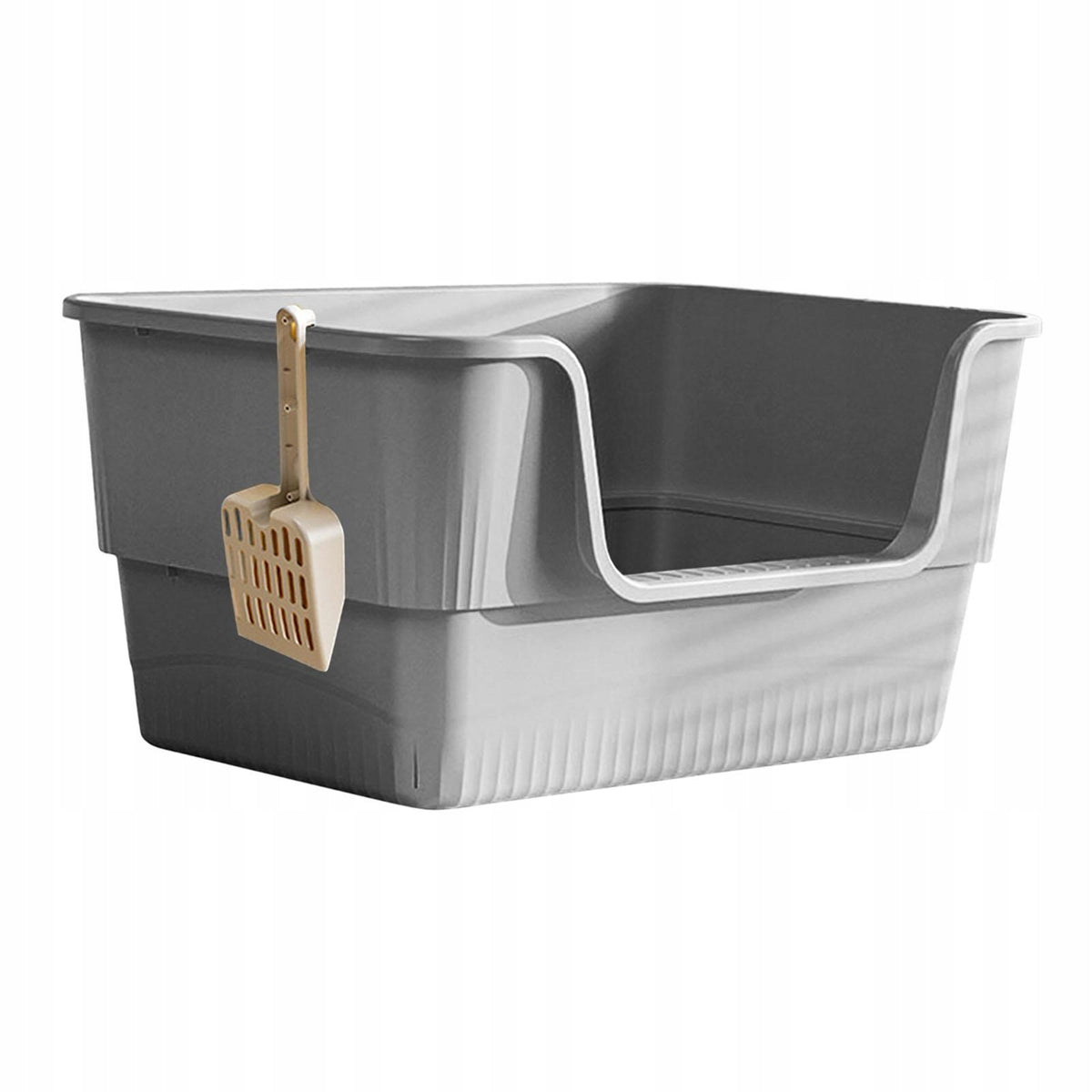 Extra Large Litter Box with High Sides Removable Anti Splashing Cat Gray