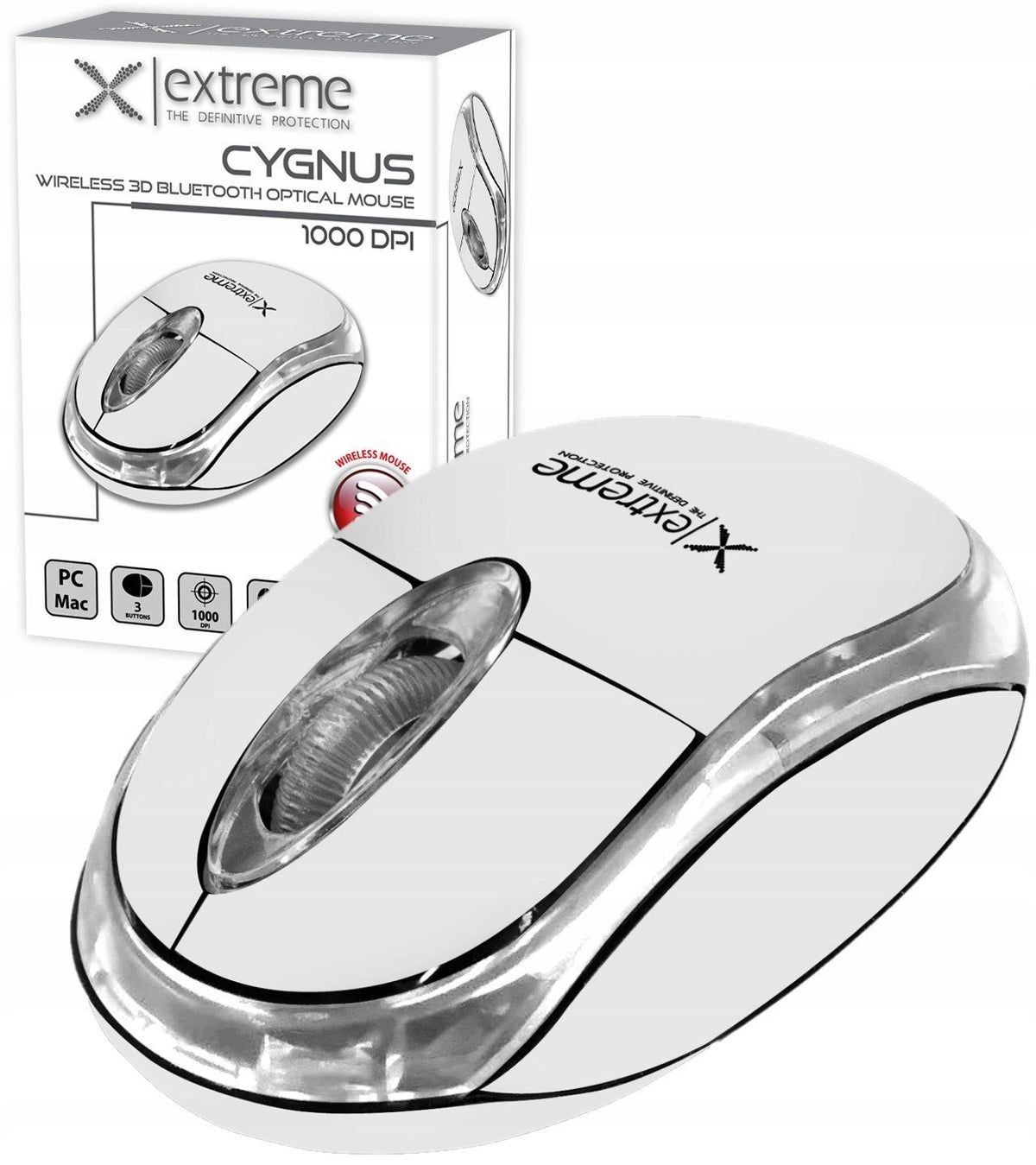 Extreme Wireless Bluetooth Mouse 3D Optical Cyngus White Extreme
