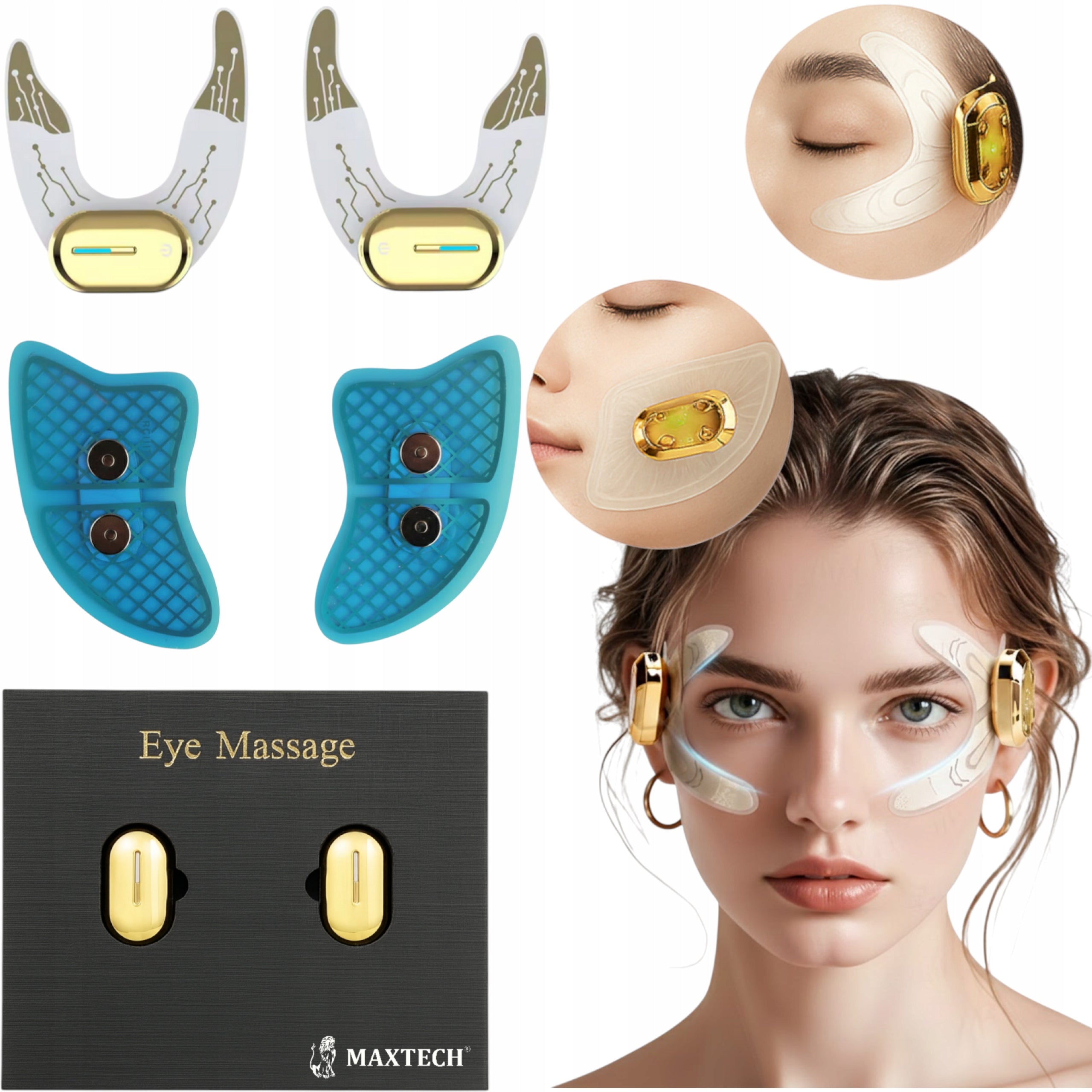 Eye Area Massager Wireless EMS Massage Gel Patches 2in1 Lift
