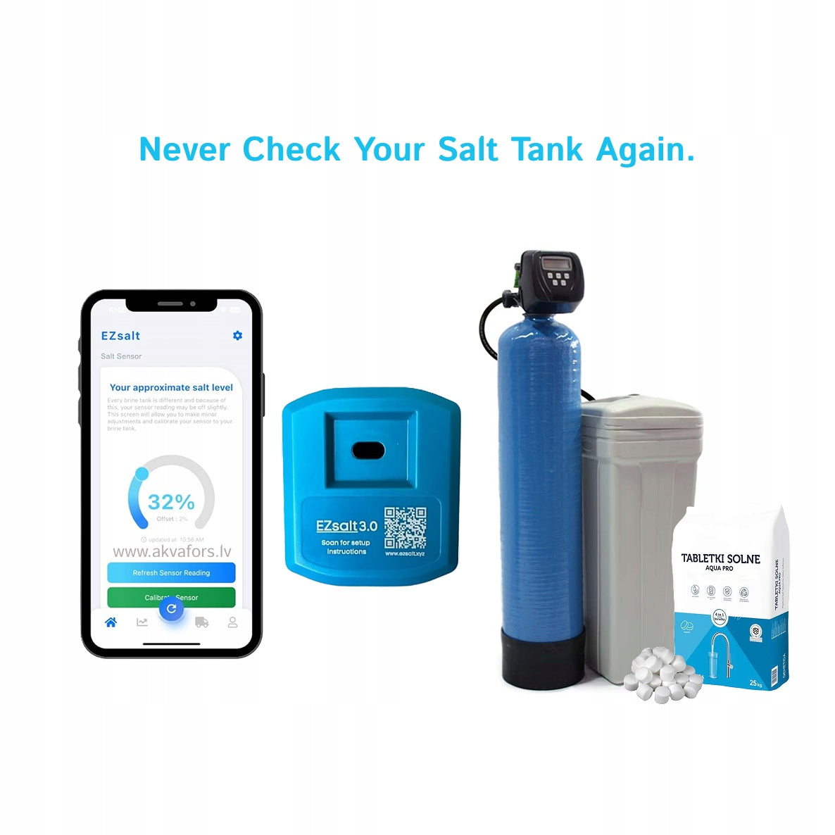 EzSalt Sensor 3.0 – Smart Salt Level Monitor for Water Softeners with App