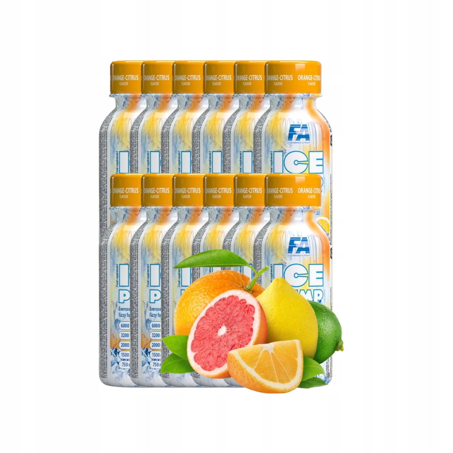 FA Ice Pump Juice Shot 12x 120ml Orange Citrus Conditioner Before Workout
