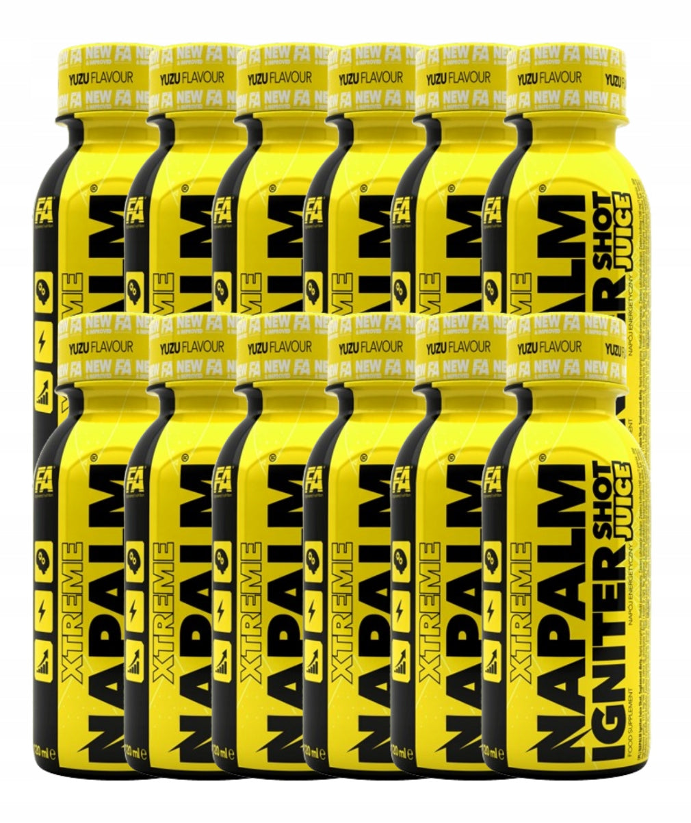 FA NAPALM Igniter SHOT Pack of 12x120 ml Pre-workout Yuzu Packaging status original