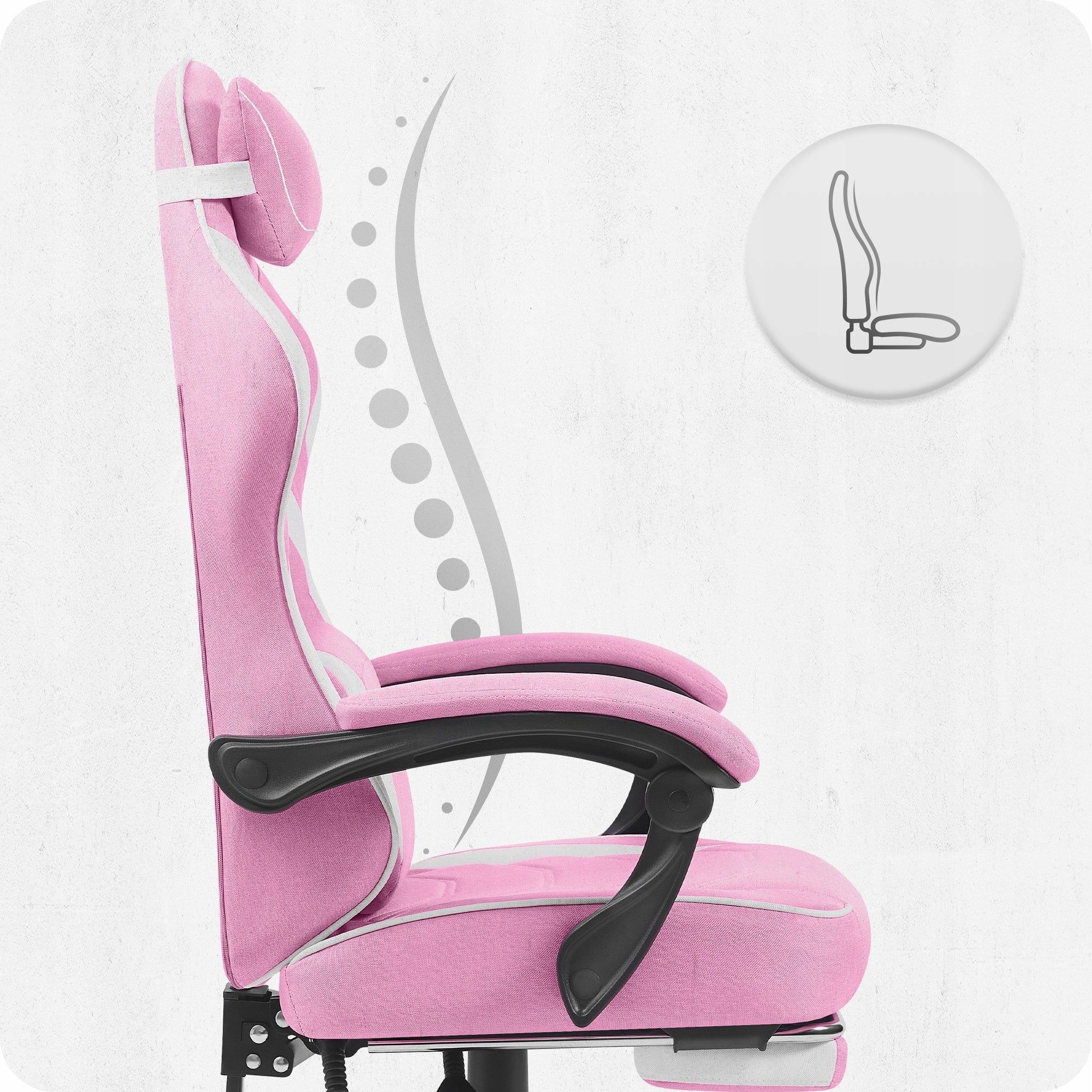 FABRIC GAMING CHAIR CABRO C502 PINK WHITE FABRIC Model C502 RÓŻOWO- BIAŁY