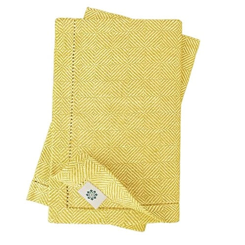 FABRIC NAPKINS LINEN SCANDI YELLOW FOR HOME ON THE TABLE 4 PIECES