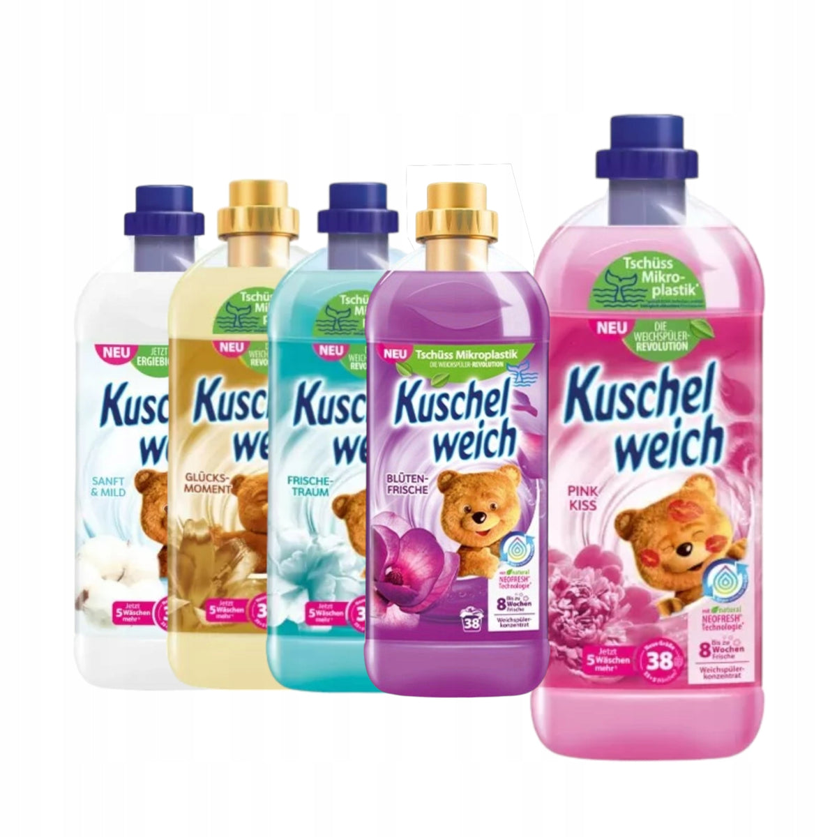 FABRIC SOFTENER FOR CLOTHES - 5x 1L SET OF GERMAN TEMPTING LIQUIDS