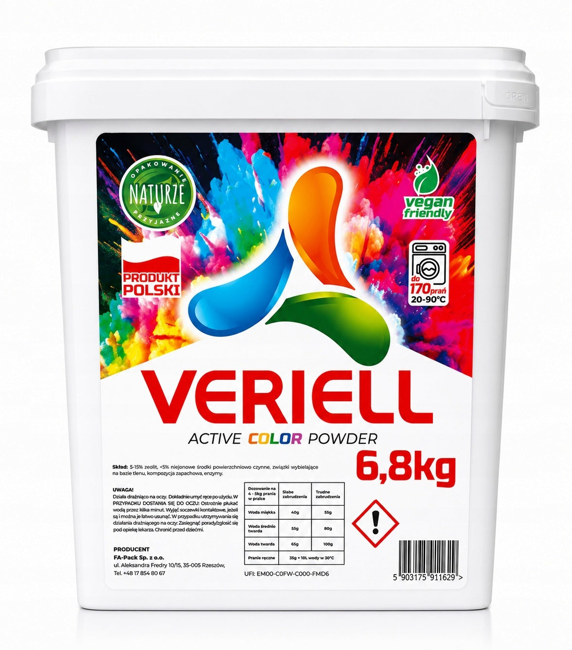 FABRIC WASHING POWDER VERIELL 6,8 KG ACTIVE COLOR POWDER FOR COLOURS