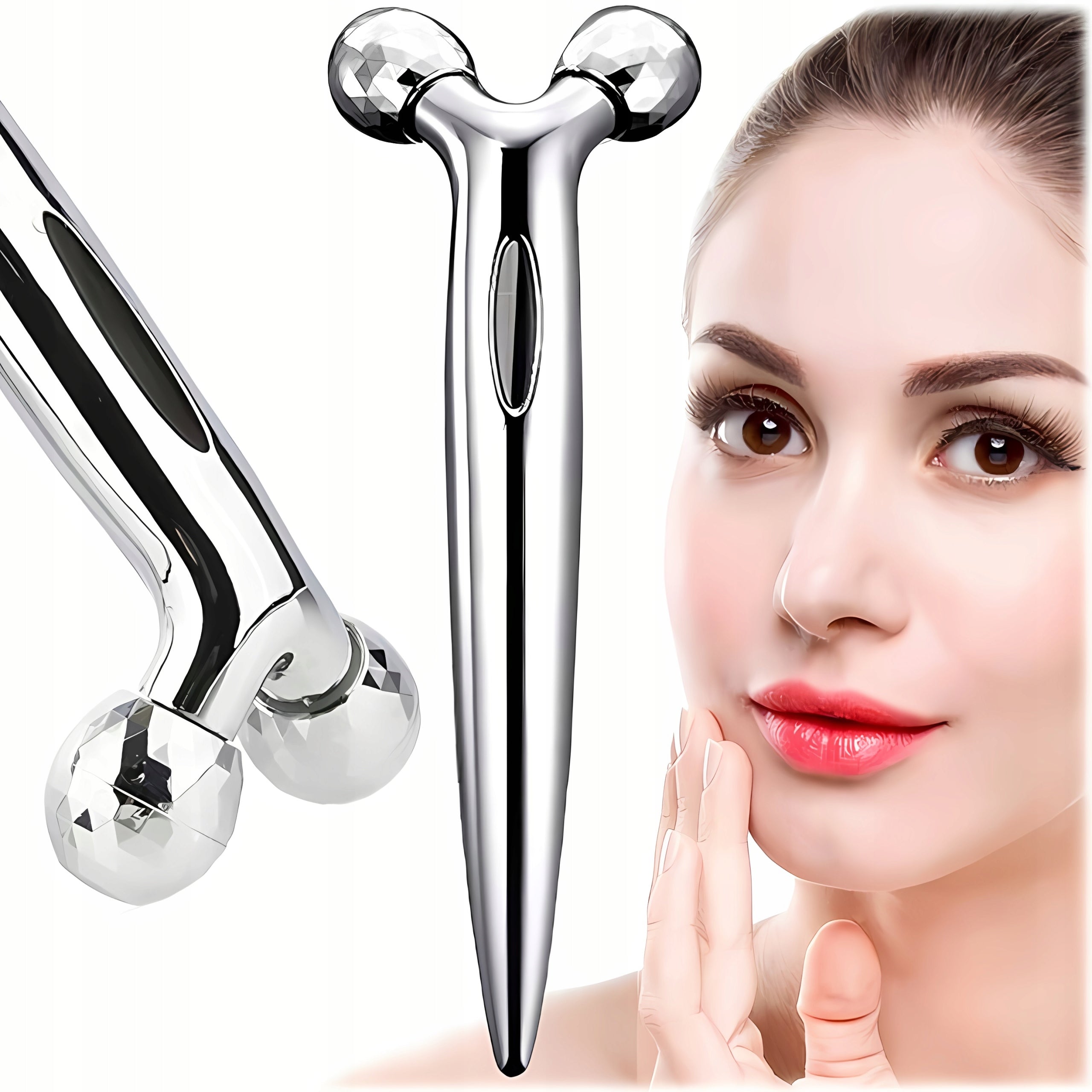 FACE AND BODY MASSAGER ROLLER FIRMING METAL ROTATING 3D
