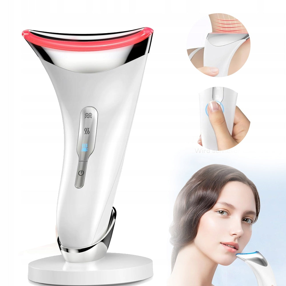 FACE AND NECK MASSAGER, REJUVENATING DEVICE WITH HEAT AND LED FOR HOME