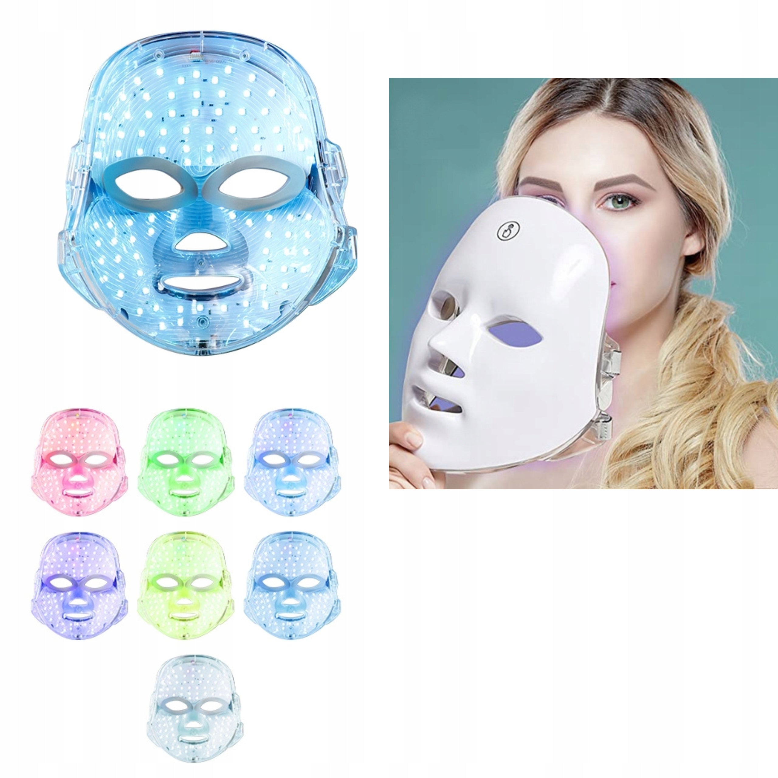FACE MASK LED 7in1 PHOTON THERAPY ANTI AGE LIGHT TREATMENT GIFT Manufacturer code MASKA NA TWARZ LED TERAPIA FOTONOWA ANTI AGE
